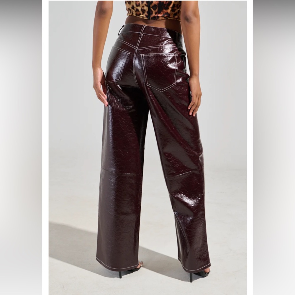 FAUX LEATHER TROUSER BURGUNDY